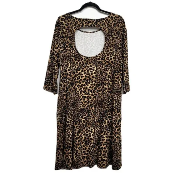 NEW Torrid 2 Betsey Johnson Leopard Ponte Skater Dress With Back Cutout 2X 18 20 - Picture 8 of 11